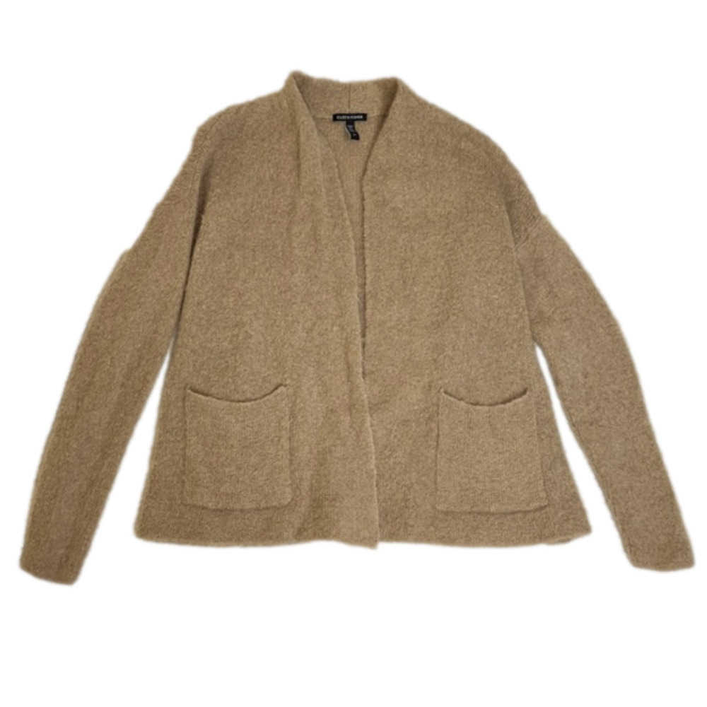 Eileen Fisher Camel Tan Mohair Open Front Cardigan - Size Small